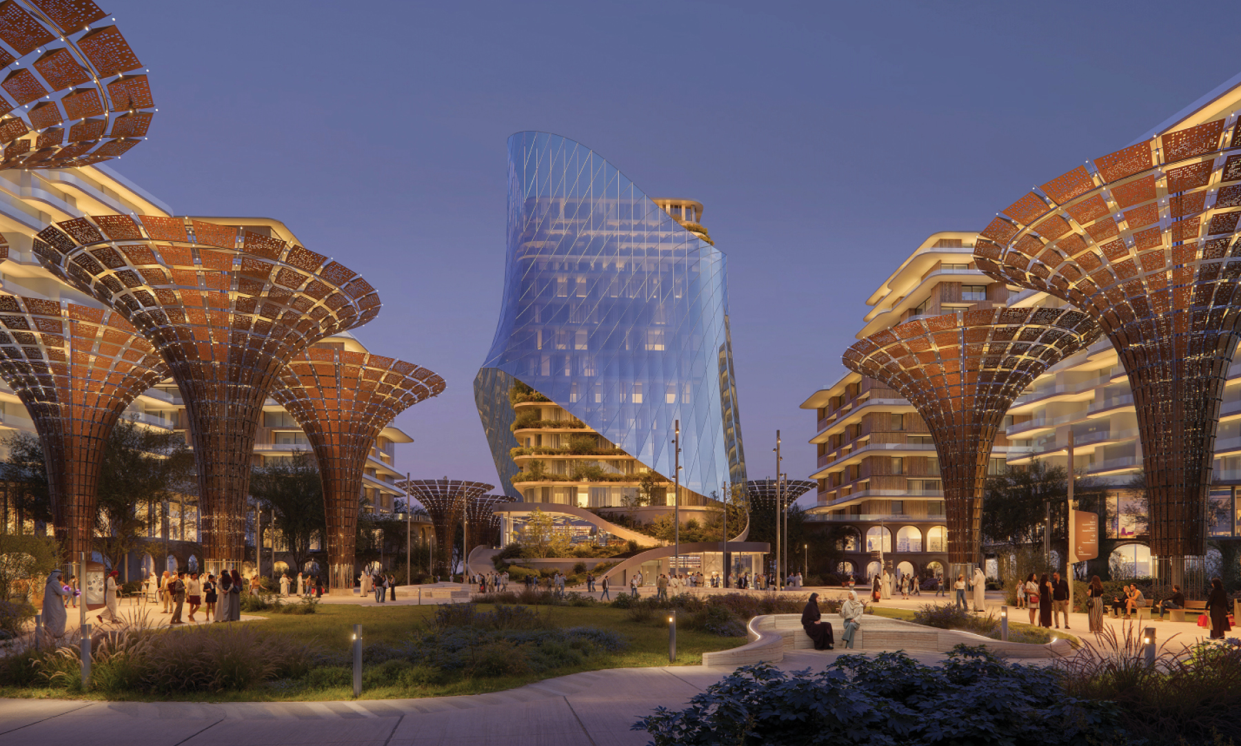 Expo City Dubai skyline and Al Wasl Plaza